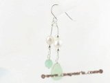 spe256 sterling silver faceted jade and cultured pearl Pierced dangle earrings on sale