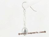 spe257 wholesale 7-8mm grey rice pearl sterling dangle earrings