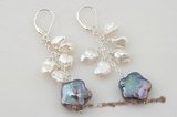 spe263 Coin pearl and keshi pearl sterling silver lever back earrings
