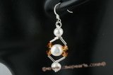 spe284 Stylish sterling silver potato pearl and crystal dangle earrings