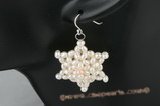 spe310 Delightful sterling silver pentacle rice pearl dangle earrings