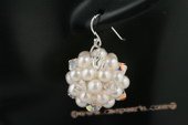 spe312 Exquisite potato pearl and austria crystal ball dangle earrings