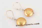 spe315 925silver lever back dangle earring with champagne coin pearl