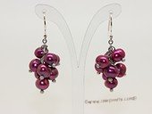 spe324 Sterling siver 5-6mm wine red potato pearl hook earrings