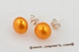 spe325 Golden color 8-8.5mm freshwater bread pearl stud earrings