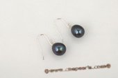 spe342 Gorgeous 9-10mm Black Oval pearl Hook Dangle Earrings
