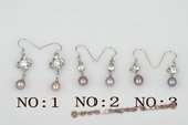 spe349 Purple Freshwater Drop Pearl and Zircon Dangle Earrings