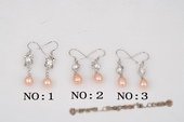 spe350 Pink Freshwater Drop Pearl Dangle Earrings with zircon