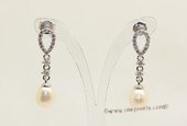 spe352 Freshwater Drop Pearl and Zircon Stud Earrings