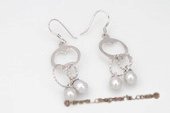 spe378 Designer Sterling Silver 6-7mm Grey Oval drop Pearl Dangle Earrings