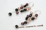 spe405 sterling silver Smokey Quartz stones with freshwater pearl earring