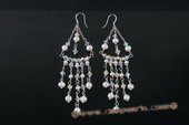 spe419 Dazzling Potato Pearl and Crystal Sterling Silver Chandelier Earrings