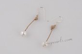 Spe420 Sterling Silver Freshwater Pearl Cord Hook Earrings Drop