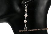 Spe426 Hand Wired Pearl & Crystal 925Silver Pierce Hook Earrings
