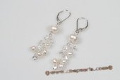 Spe429 Delightful 925Silver Cultured pearl & Crystal Pierce Earrings