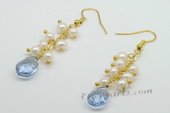 Spe435 Hand Crafted Cultured Pearls Gold Toned Dangle Earrings