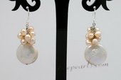 Spe436 Hand Crafted Large Coin Pearls Hook Dangle Earrings