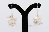 Spe443 Sterling Silver 9*10mm White Freshwater Keshi Pearl Cluster Earrings