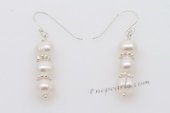 Spe448 6-7mm Potato pearl Sterling Silver Hook Dangle Earrings