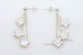 Spe453 White Star Shape Keishi Pearl Sterling Silver Stud Earrings