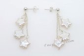 Spe453 White Star Shape Keishi Pearl Sterling Silver Stud Earrings
