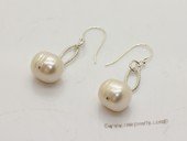Spe456 Sterling Silver 11-12mm Large Potatot Pearl Dangle Earrings