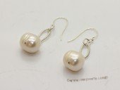 Spe456 Sterling Silver 11-12mm Large Potatot Pearl Dangle Earrings