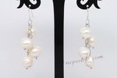 Spe457 9-10mm Large Nugget Pearl Dangle Earrings in Grape Design