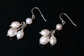 SPE460 Sterling Silver Cultured Freshwater Pearl Cluster Drop Earrings