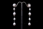 Spe461 Sterling Silver Cultured Rice Pearl Drop Stud Earrings