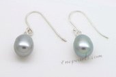 Spe468 Large Grey Pearl Teardrop Earrings on Sterling Silver