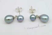 Spe470 Double Grey Freshwater Pearl Drop Earrings