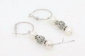 Spe479 Trendy Cultured Potaot Pearl Silver Toned Hoop Earrings