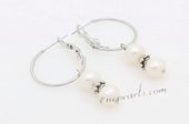 Spe480 Trendy Silver Toned Potato Pearl Hoop Earrings On Sale