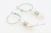 Spe482 Stylish Silver Toned Hoop Earrings with Potato Pearl