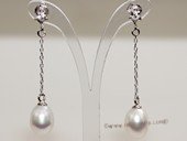 Spe487 Sterling Silver White Pearl Drop Earrings