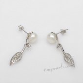 Spe495 Sterling Silver Freshwater Bread Pearl Dangle Stud Earrings