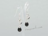 Spe500 Sterling Silver Black Tear drop Pearl Dangle Earrings