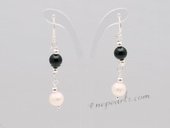Spe501 Sterling Silver Dangle Earrings with Cultured Pealr&Agate Beads