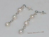 spe510 beautiful sterling silver earrings  handmade with 6-7mm white potato pearl beads