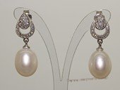Spe524 Freshwater Pearl Sterling Silver Earring with Sparkling Zircon Beads
