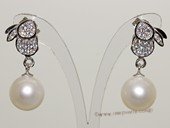 Spe527 Love Rabbit White Freshwater Pearl  Stud Earrings in 925 Sterling Silver