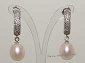 Spe528 Sterling silver pierce stud earrings with 9-10mm tear drop pearl