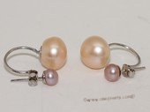 spe535 Freshwater Pearl Two Pearls Stud Sterling Silver Earring