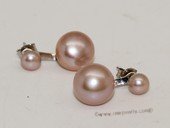 spe536 Purple Color Freshwater Pearl Two Pearls Stud Sterling Silver Earring