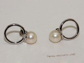 spe543 Sterling Silver Ring Shape Freshwater Pearl Earring Stud