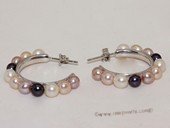 Spe544 Sterling Silver Freshwater Cultured Pearl C-Hoop Earrings