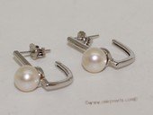 Spe545 Classic Sterling Silver   White Round Pearl Stud Earrings