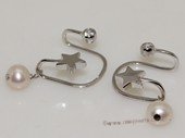 spe555 Sterling silver 6-7mm white round pearl  earring cuffs