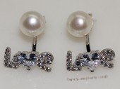 spe561  Sterling Silver Freshwater Pearl  Earrings With Love Character  Fitting